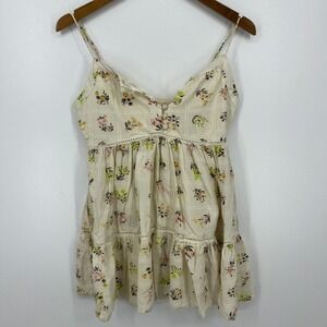 Urban‎ Outfitters Mini Dress Women's XS Yellow Floral Print Strappy Sleeveless